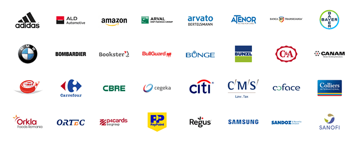 Parteneri Office Barista — ING Bank, Lenovo, LG, Carrefour, CBRE, Michelin, BMW, Bombardier și alții