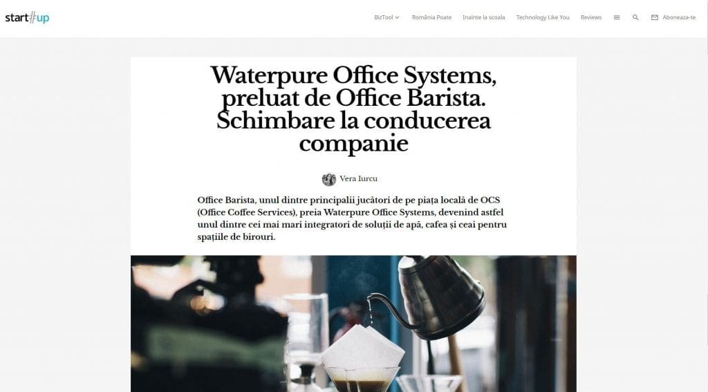 Waterpure Office Systems, preluat de Office Barista. Schimbare la conducerea companie